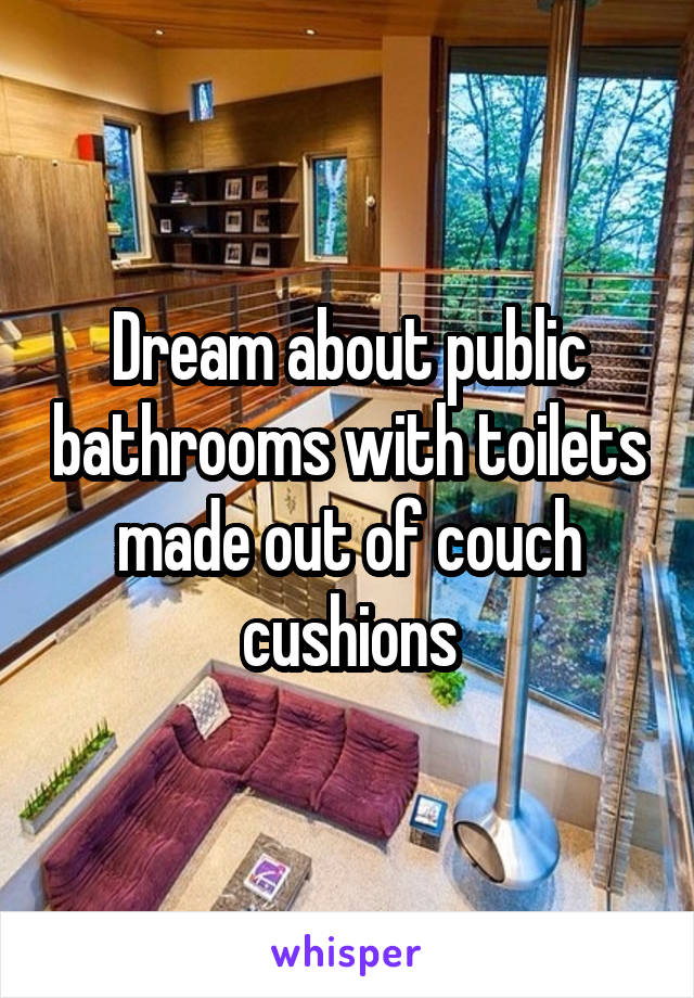 Dream about public bathrooms with toilets made out of couch cushions