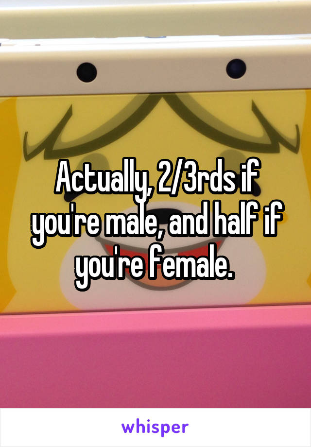 Actually, 2/3rds if you're male, and half if you're female. 