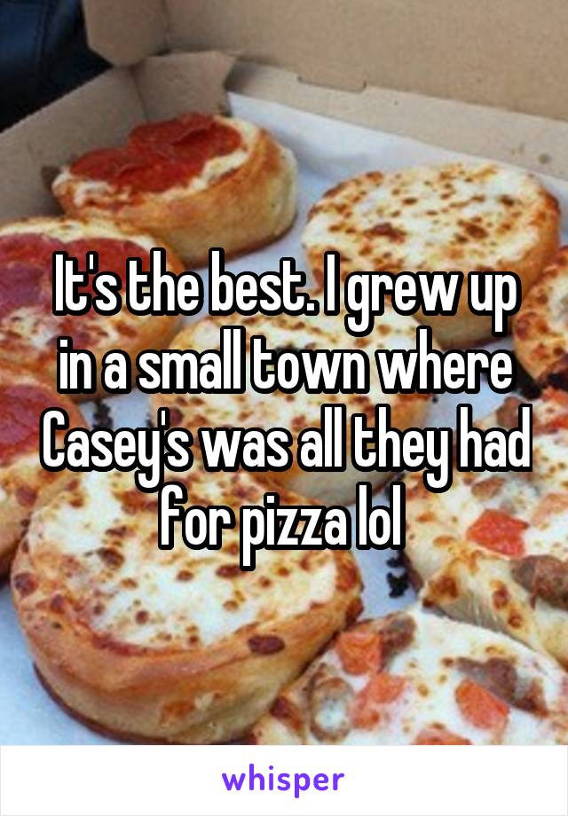 It's the best. I grew up in a small town where Casey's was all they had for pizza lol 