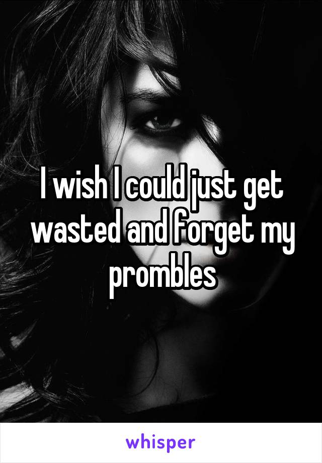 I wish I could just get wasted and forget my prombles