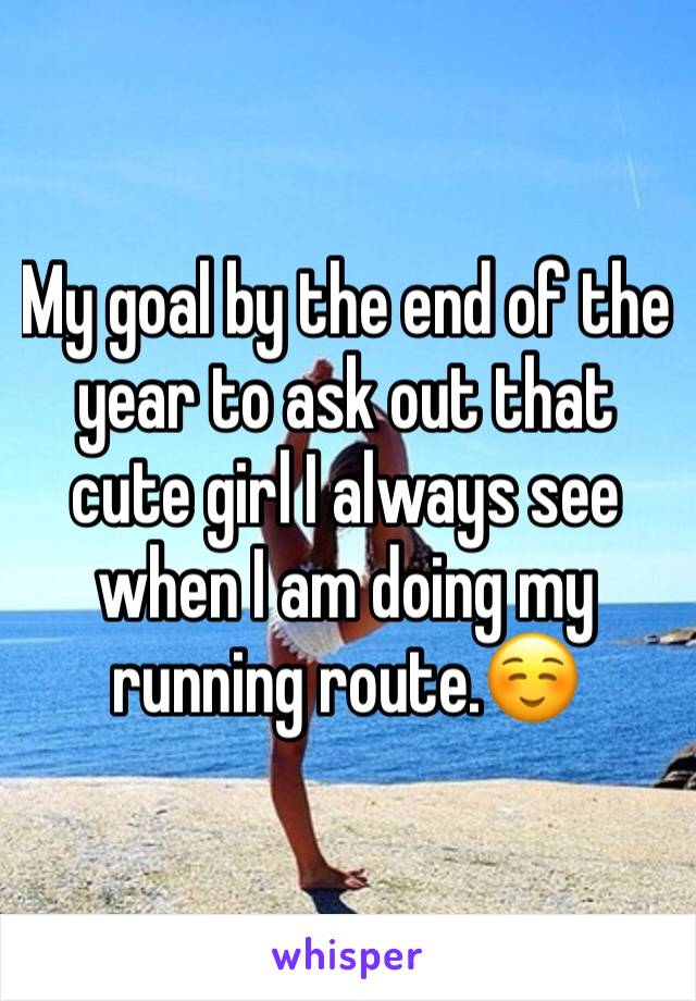My goal by the end of the year to ask out that cute girl I always see when I am doing my running route.☺️