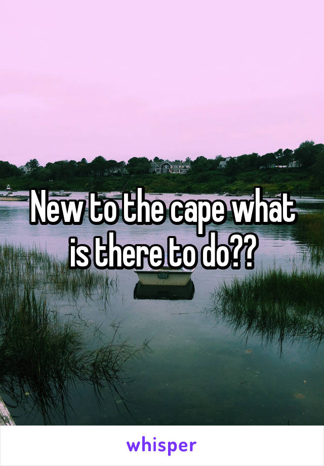 New to the cape what is there to do??