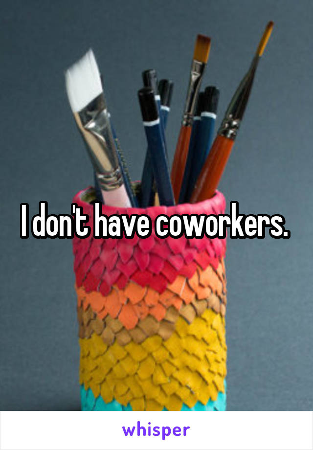I don't have coworkers. 