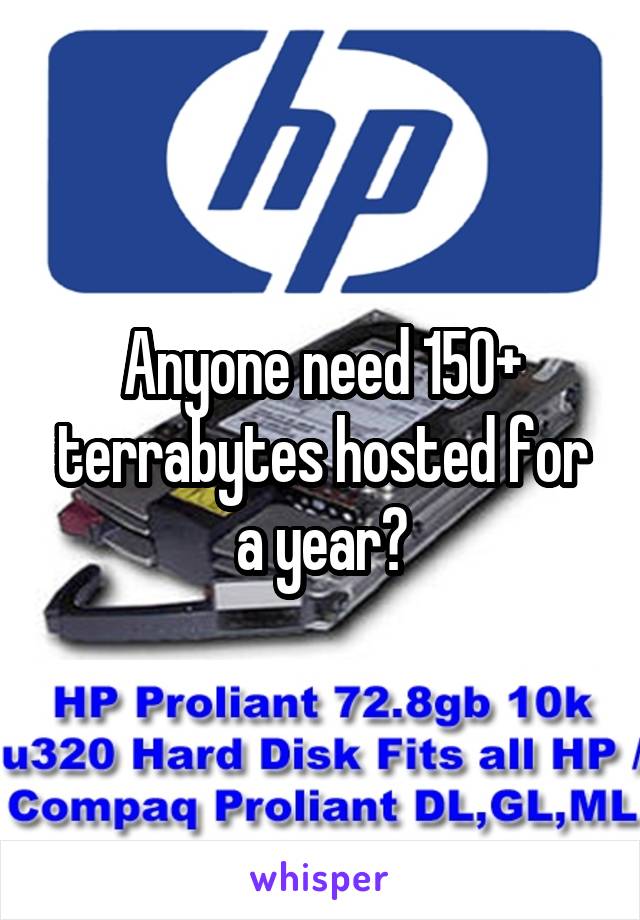 Anyone need 150+ terrabytes hosted for a year?