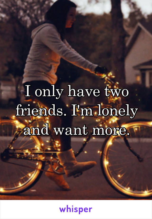 I only have two friends. I'm lonely and want more.
