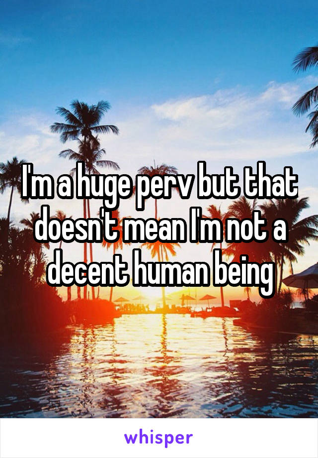I'm a huge perv but that doesn't mean I'm not a decent human being