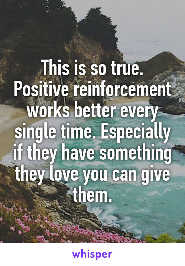 This is so true. Positive reinforcement works better every single time. Especially if they have something they love you can give them.