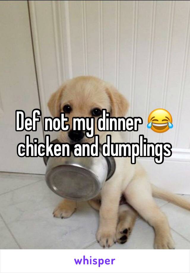Def not my dinner 😂 chicken and dumplings 