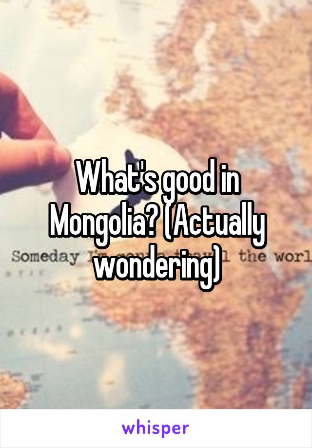 What's good in Mongolia? (Actually wondering)