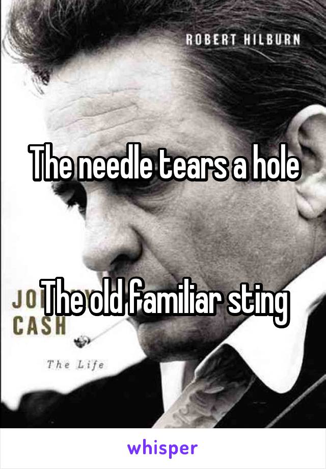 The needle tears a hole


The old familiar sting