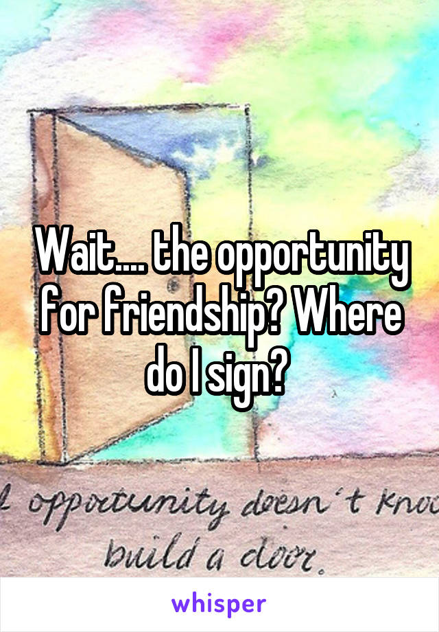 Wait.... the opportunity for friendship? Where do I sign? 
