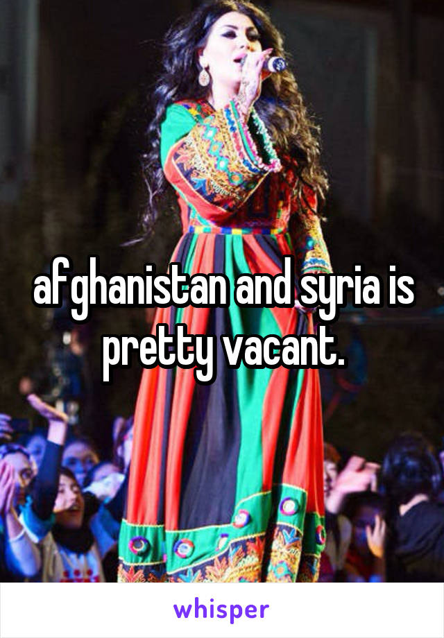 afghanistan and syria is pretty vacant.