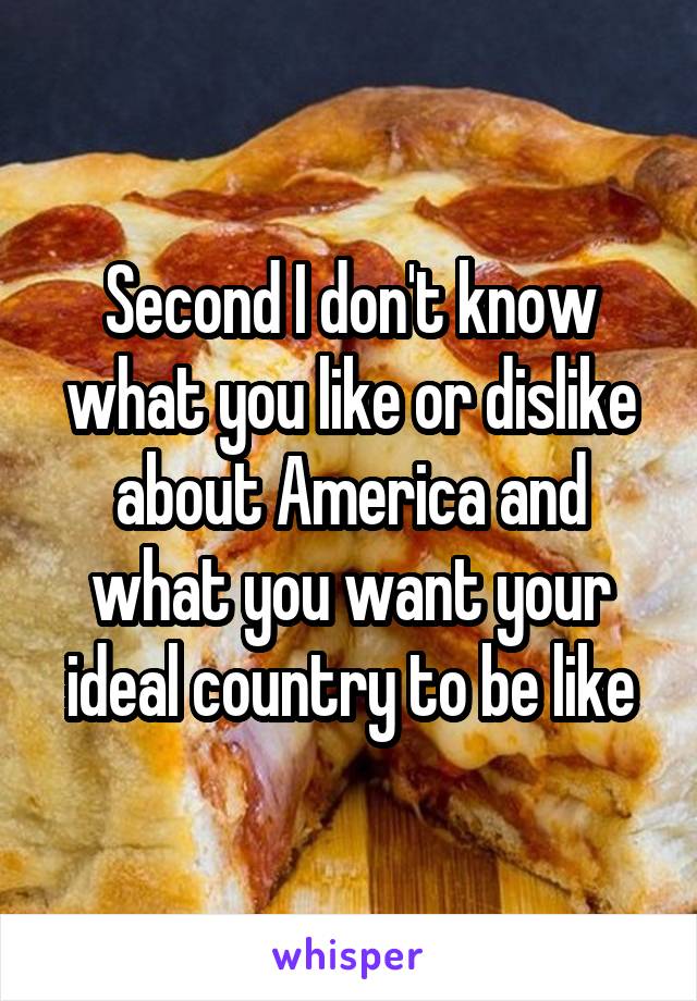 Second I don't know what you like or dislike about America and what you want your ideal country to be like