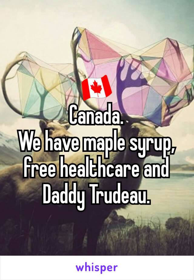 🇨🇦
Canada.
We have maple syrup, free healthcare and Daddy Trudeau.
