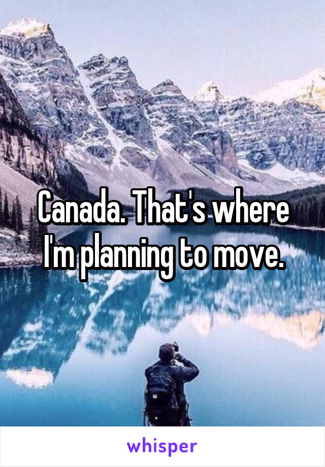 Canada. That's where I'm planning to move.