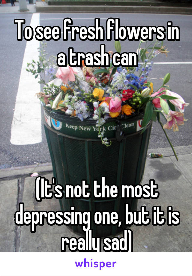 To see fresh flowers in a trash can




(It's not the most depressing one, but it is really sad)