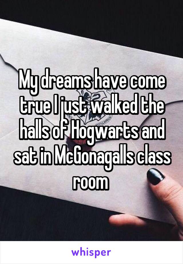 My dreams have come true I just walked the halls of Hogwarts and sat in McGonagalls class room 