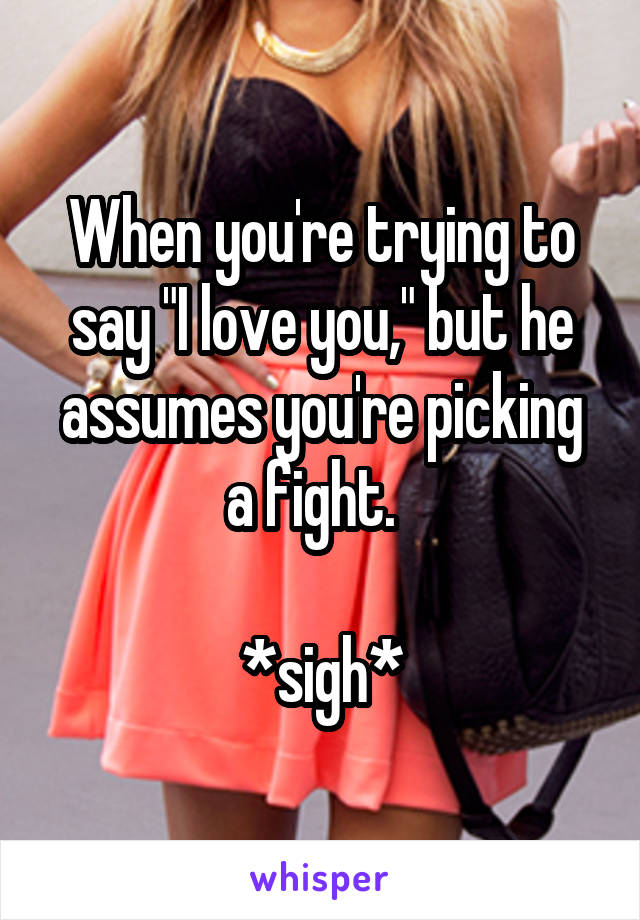 When you're trying to say "I love you," but he assumes you're picking a fight.  

*sigh*