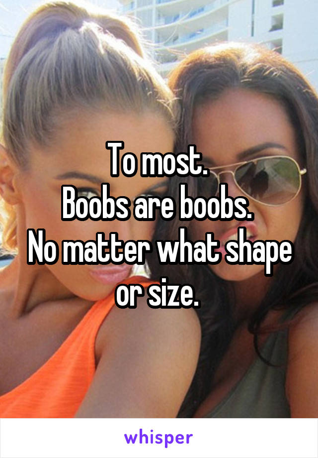To most. 
Boobs are boobs. 
No matter what shape or size. 