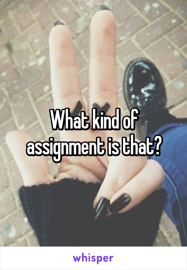 What kind of assignment is that?