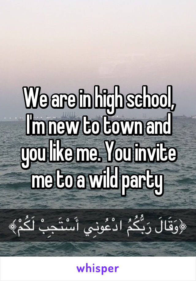 We are in high school, I'm new to town and you like me. You invite me to a wild party 