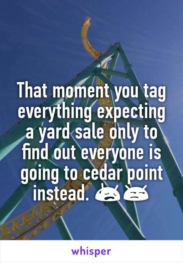 That moment you tag everything expecting a yard sale only to find out everyone is going to cedar point instead. 😥😒