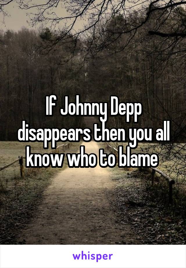 If Johnny Depp disappears then you all know who to blame 