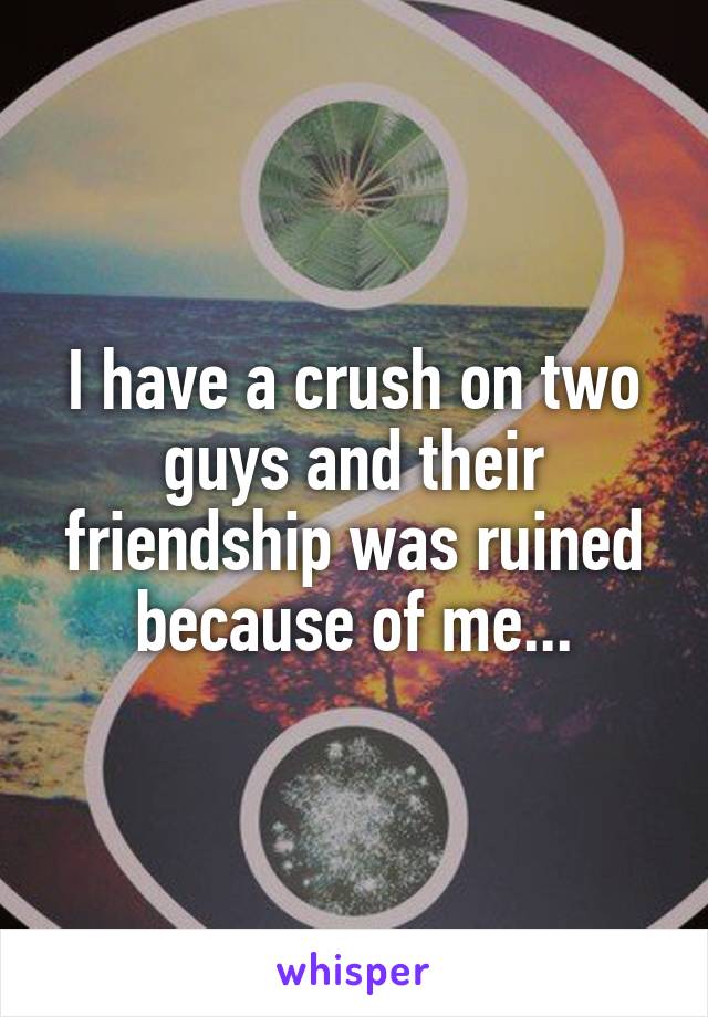I have a crush on two guys and their friendship was ruined because of me...
