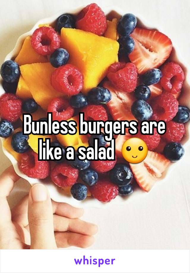Bunless burgers are like a salad 🙂