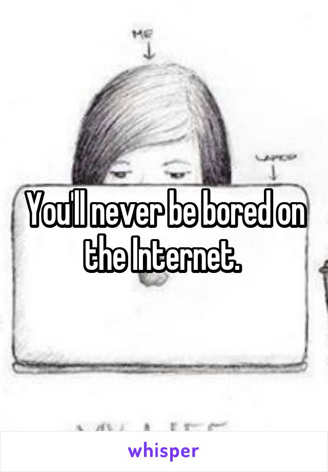 You'll never be bored on the Internet. 