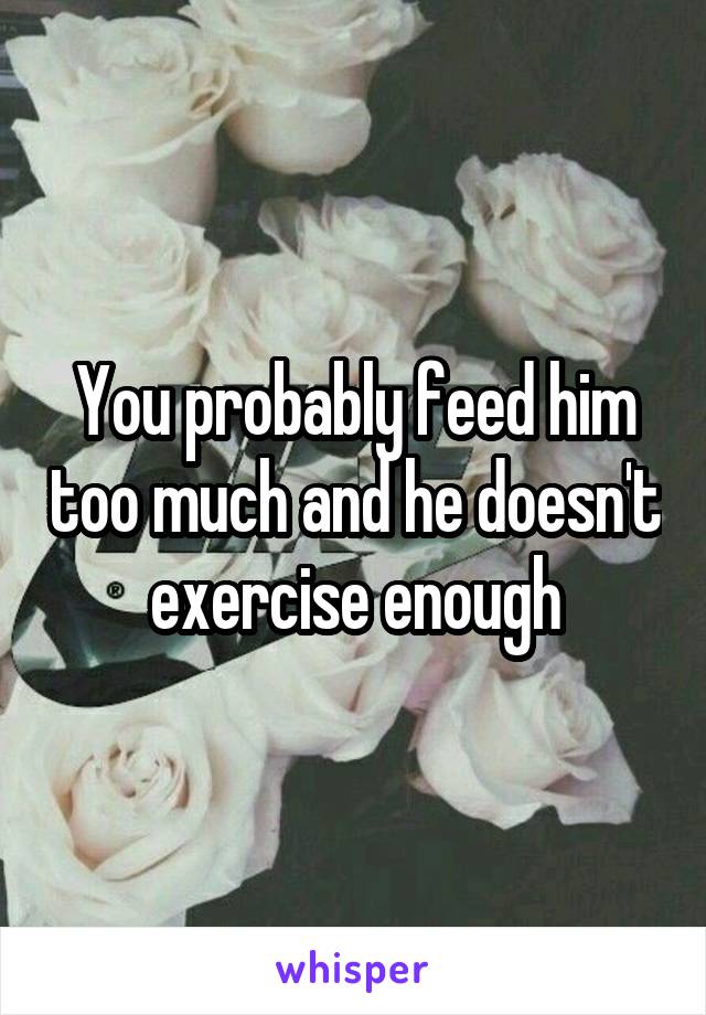 You probably feed him too much and he doesn't exercise enough