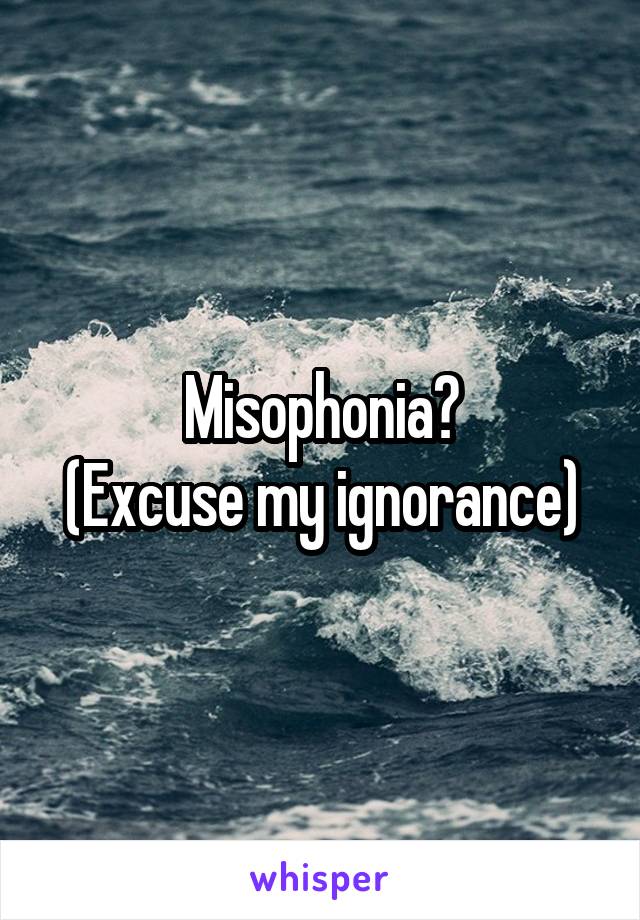 Misophonia?
(Excuse my ignorance)