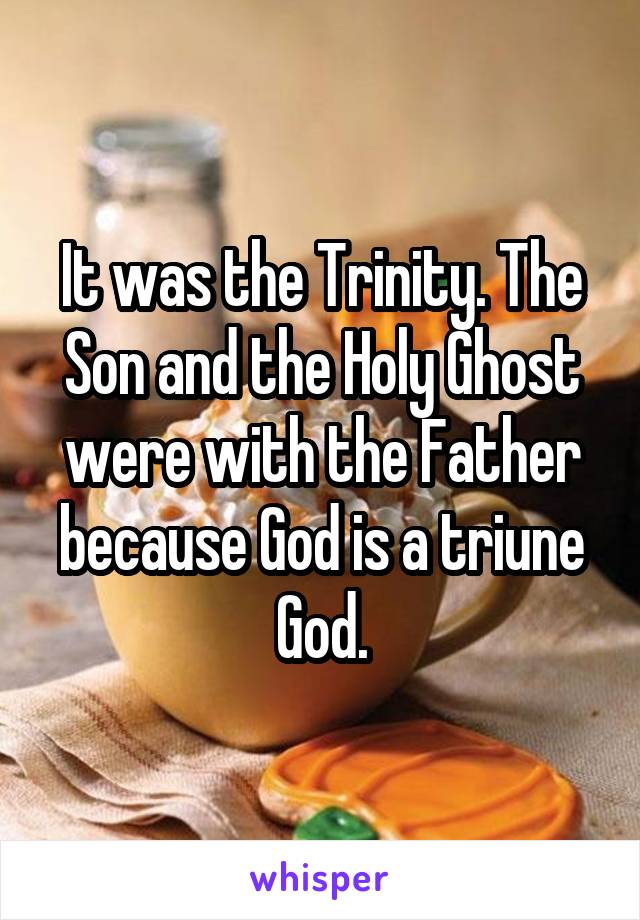 It was the Trinity. The Son and the Holy Ghost were with the Father because God is a triune God.