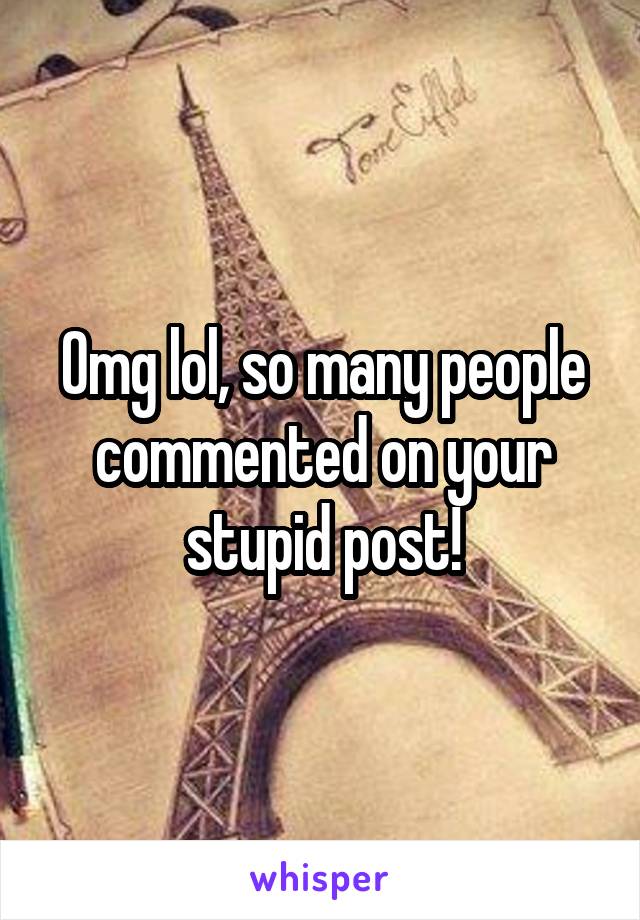Omg lol, so many people commented on your stupid post!