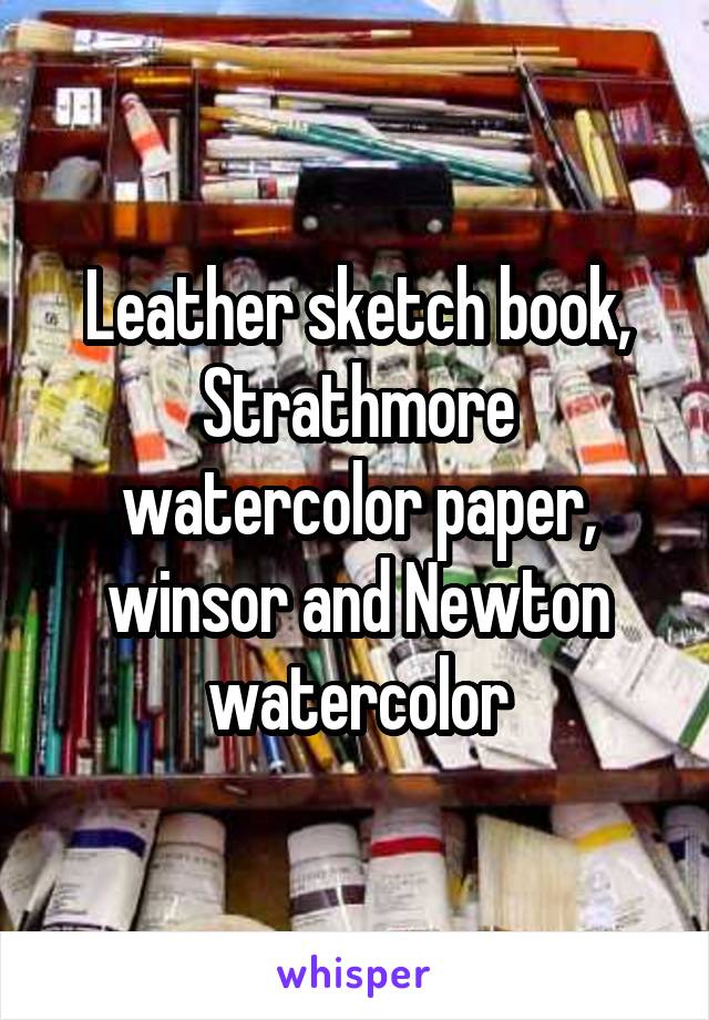 Leather sketch book, Strathmore watercolor paper, winsor and Newton watercolor