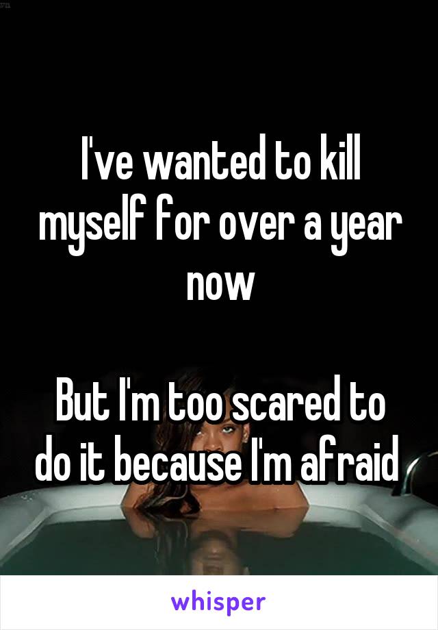 I've wanted to kill myself for over a year now

But I'm too scared to do it because I'm afraid 