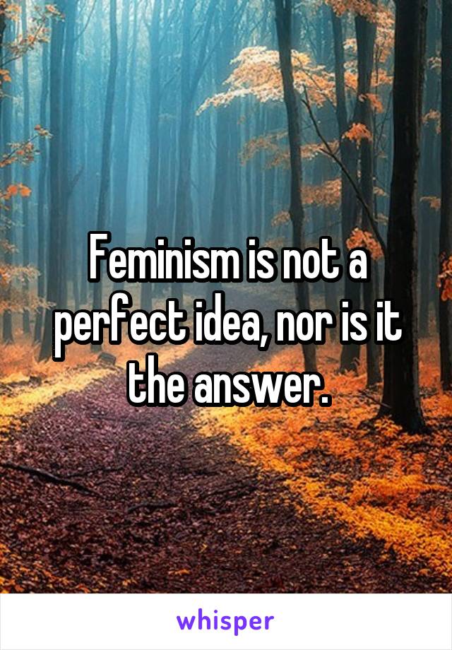 Feminism is not a perfect idea, nor is it the answer.