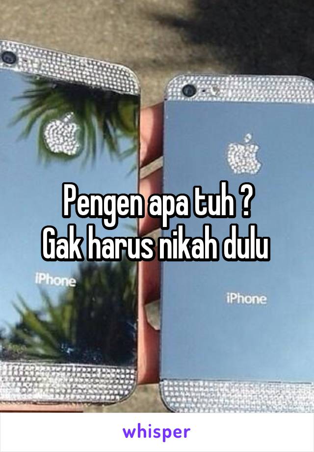 Pengen apa tuh ?
Gak harus nikah dulu 