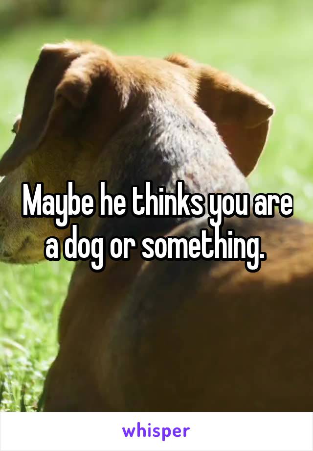 Maybe he thinks you are a dog or something. 