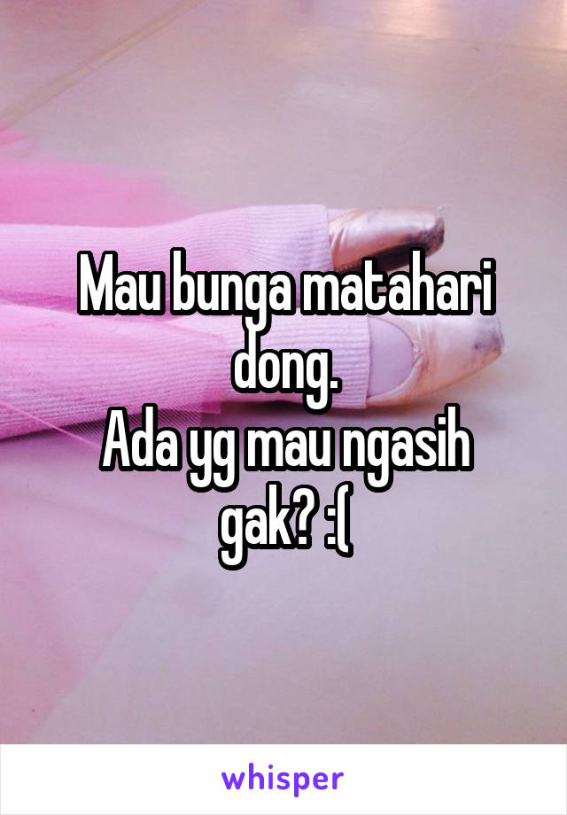 Mau bunga matahari dong.
Ada yg mau ngasih gak? :(