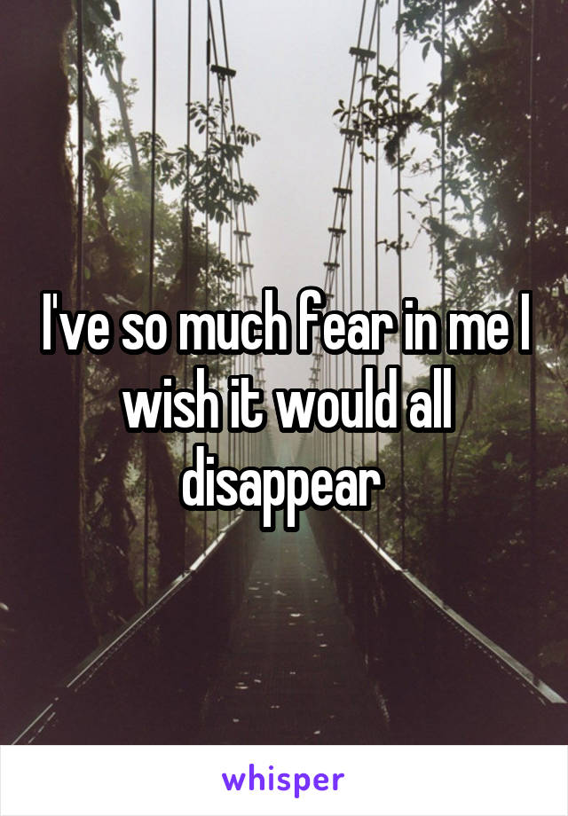 I've so much fear in me I wish it would all disappear 