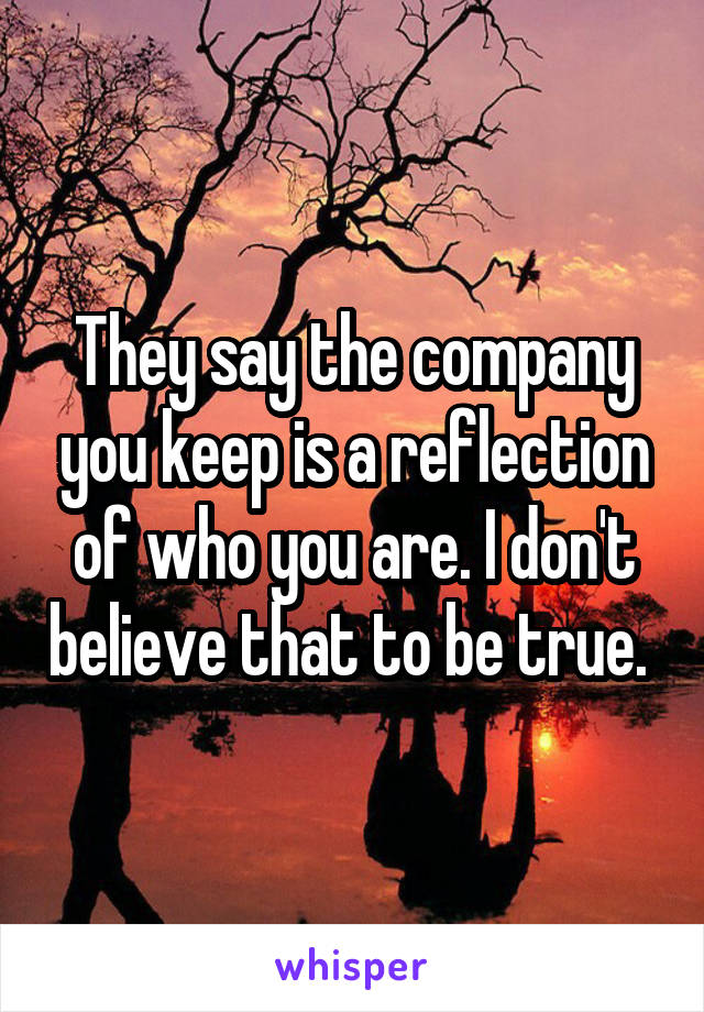 They say the company you keep is a reflection of who you are. I don't believe that to be true. 