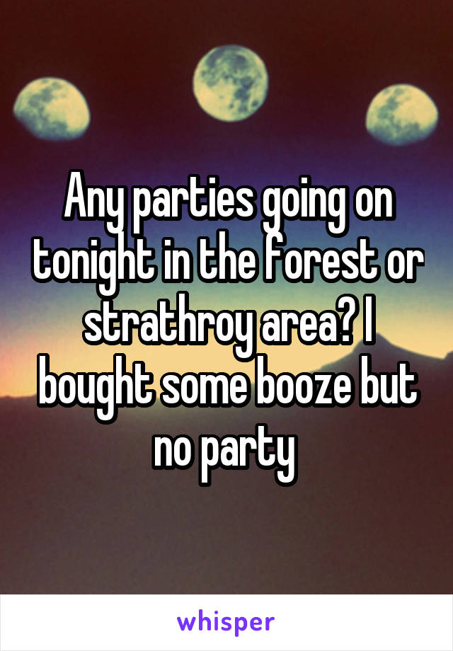 Any parties going on tonight in the forest or strathroy area? I bought some booze but no party 