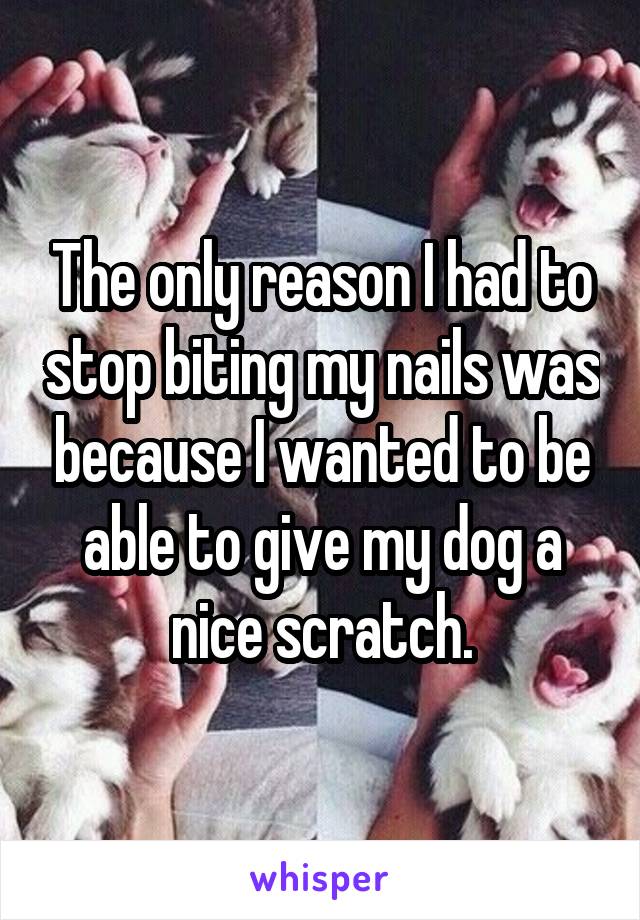 The only reason I had to stop biting my nails was because I wanted to be able to give my dog a nice scratch.