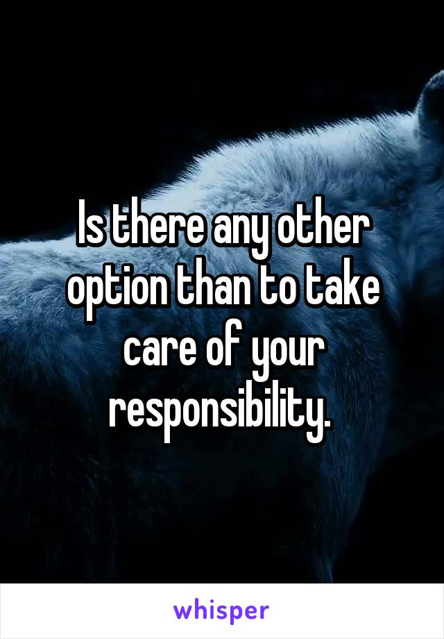 Is there any other option than to take care of your responsibility. 