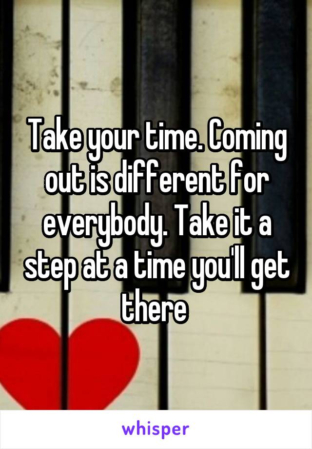 Take your time. Coming out is different for everybody. Take it a step at a time you'll get there 