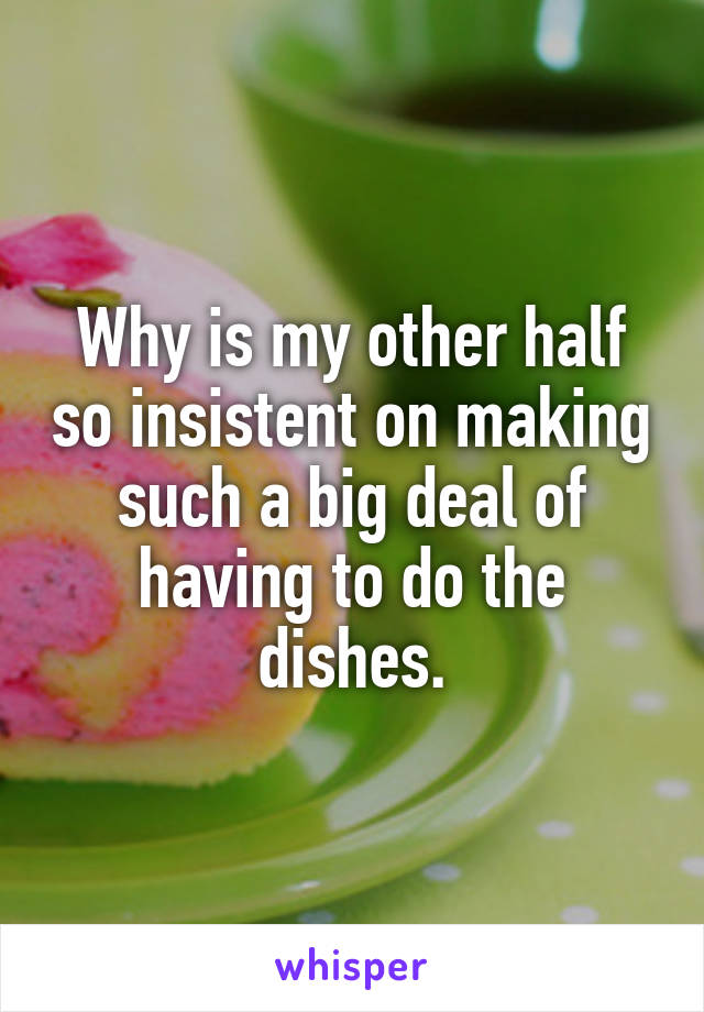 Why is my other half so insistent on making such a big deal of having to do the dishes.