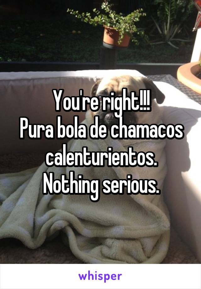 You're right!!!
Pura bola de chamacos calenturientos.
Nothing serious.