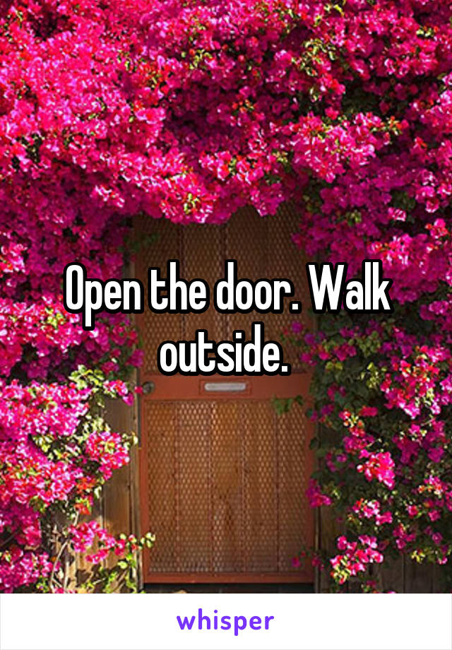 Open the door. Walk outside. 