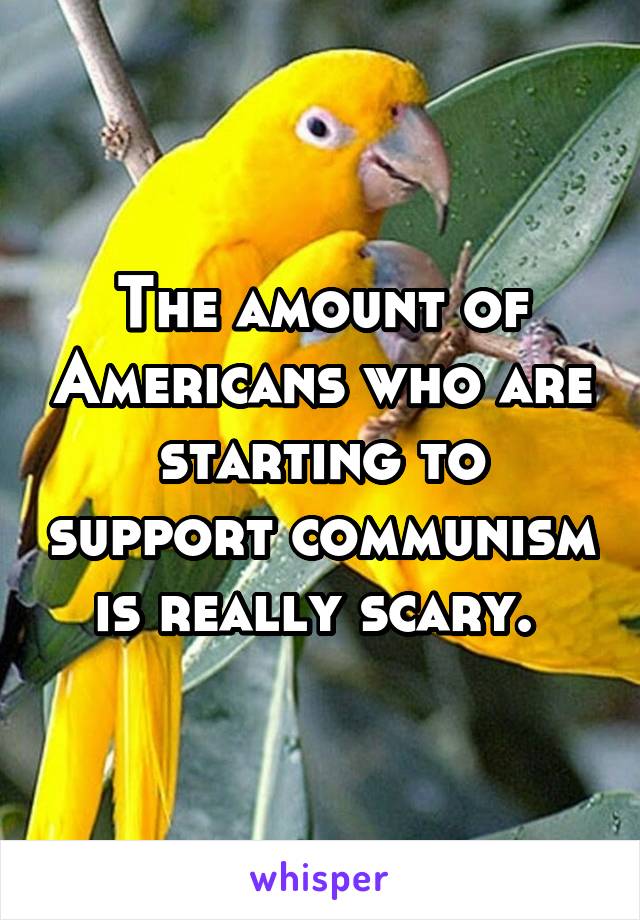 The amount of Americans who are starting to support communism is really scary. 